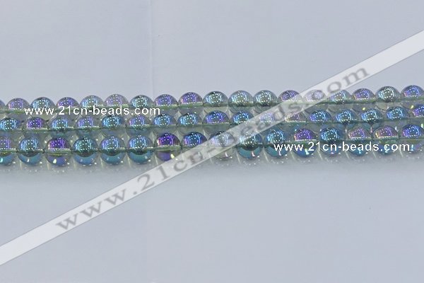 CNC584 15.5 inches 10mm round plated natural white crystal beads