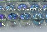 CNC585 15.5 inches 12mm round plated natural white crystal beads