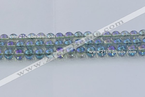 CNC585 15.5 inches 12mm round plated natural white crystal beads