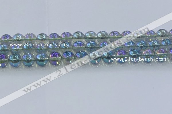 CNC586 15.5 inches 14mm round plated natural white crystal beads