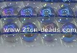 CNC590 15.5 inches 10mm round plated natural white crystal beads