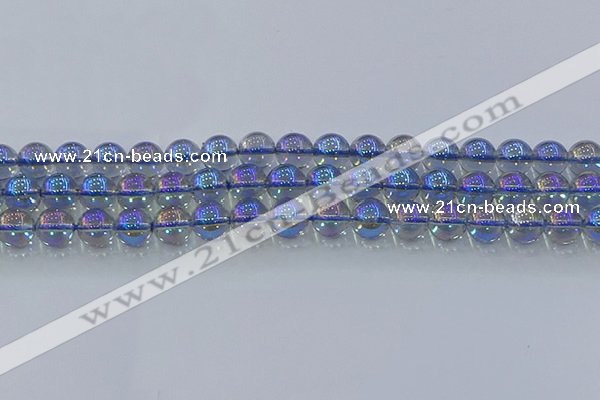 CNC590 15.5 inches 10mm round plated natural white crystal beads