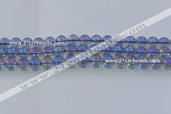 CNC591 15.5 inches 12mm round plated natural white crystal beads