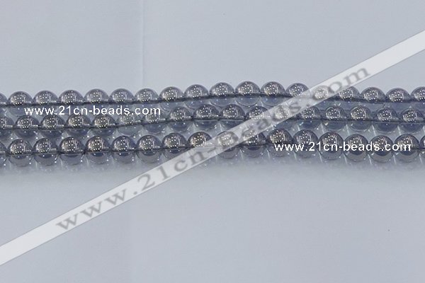 CNC595 15.5 inches 8mm round plated natural white crystal beads