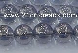 CNC596 15.5 inches 10mm round plated natural white crystal beads