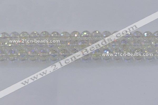 CNC603 15.5 inches 10mm faceted round plated natural white crystal beads