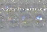 CNC604 15.5 inches 12mm faceted round plated natural white crystal beads