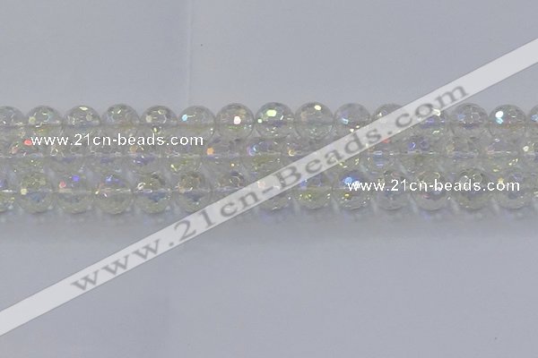 CNC604 15.5 inches 12mm faceted round plated natural white crystal beads