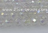 CNC608 15.5 inches 6mm faceted round plated natural white crystal beads