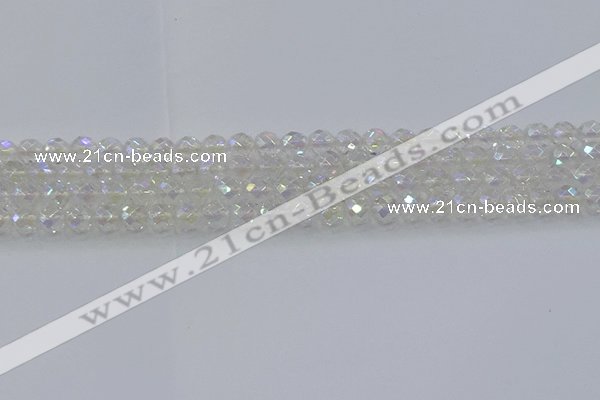 CNC608 15.5 inches 6mm faceted round plated natural white crystal beads