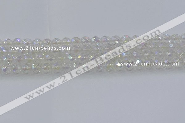 CNC610 15.5 inches 10mm faceted round plated natural white crystal beads