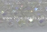 CNC611 15.5 inches 12mm faceted round plated natural white crystal beads