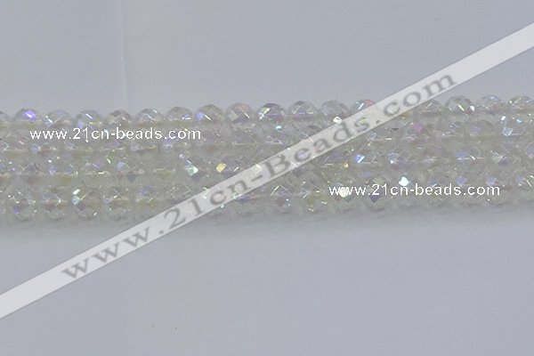 CNC611 15.5 inches 12mm faceted round plated natural white crystal beads