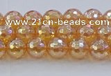 CNC614 15.5 inches 6mm faceted round plated natural white crystal beads