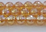 CNC615 15.5 inches 8mm faceted round plated natural white crystal beads