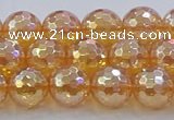 CNC616 15.5 inches 10mm faceted round plated natural white crystal beads