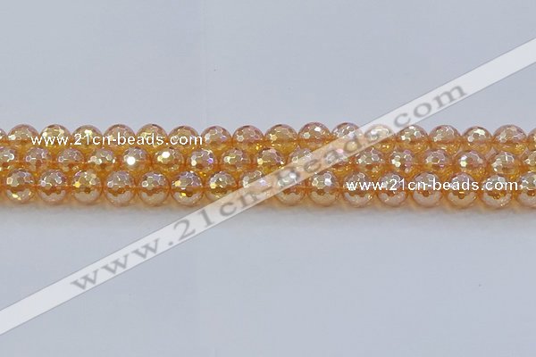 CNC616 15.5 inches 10mm faceted round plated natural white crystal beads