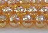 CNC617 15.5 inches 12mm faceted round plated natural white crystal beads