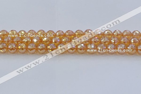 CNC617 15.5 inches 12mm faceted round plated natural white crystal beads