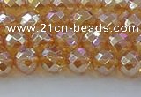 CNC620 15.5 inches 6mm faceted round plated natural white crystal beads