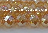 CNC622 15.5 inches 10mm faceted round plated natural white crystal beads