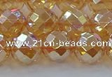 CNC623 15.5 inches 12mm faceted round plated natural white crystal beads