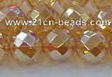 CNC624 15.5 inches 14mm faceted round plated natural white crystal beads