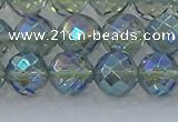 CNC629 15.5 inches 10mm faceted round plated natural white crystal beads