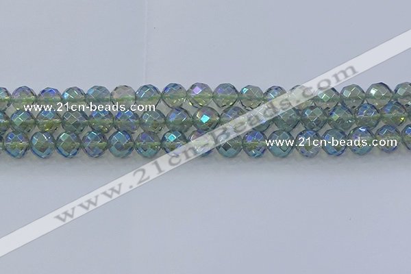 CNC629 15.5 inches 10mm faceted round plated natural white crystal beads