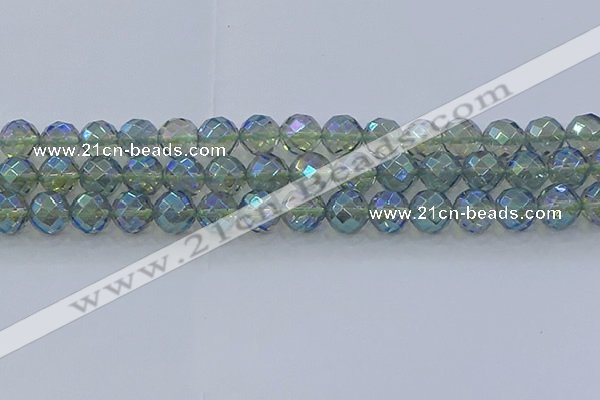 CNC630 15.5 inches 12mm faceted round plated natural white crystal beads