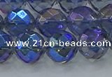 CNC636 15.5 inches 12mm faceted round plated natural white crystal beads