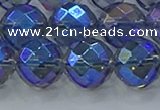 CNC637 15.5 inches 14mm faceted round plated natural white crystal beads