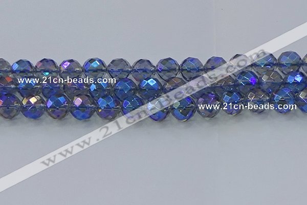 CNC637 15.5 inches 14mm faceted round plated natural white crystal beads