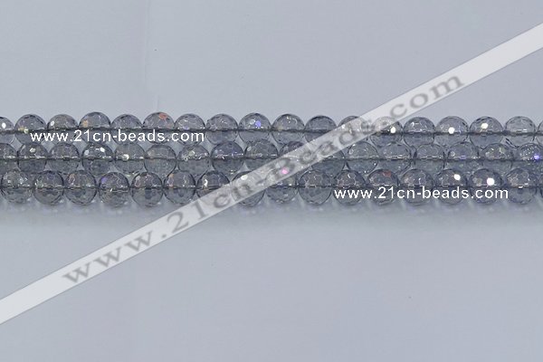 CNC640 15.5 inches 8mm faceted round plated natural white crystal beads