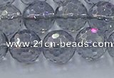 CNC642 15.5 inches 12mm faceted round plated natural white crystal beads