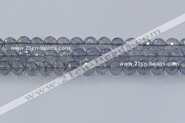 CNC642 15.5 inches 12mm faceted round plated natural white crystal beads