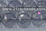 CNC643 15.5 inches 14mm faceted round plated natural white crystal beads