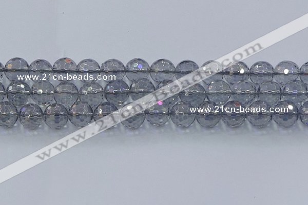 CNC643 15.5 inches 14mm faceted round plated natural white crystal beads