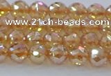 CNC651 15.5 inches 6mm faceted round plated natural white crystal beads