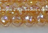 CNC653 15.5 inches 10mm faceted round plated natural white crystal beads