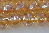 CNC654 15.5 inches 12mm faceted round plated natural white crystal beads