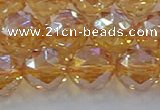 CNC655 15.5 inches 14mm faceted round plated natural white crystal beads