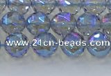 CNC658 15.5 inches 8mm faceted round plated natural white crystal beads