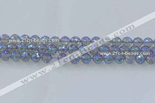 CNC659 15.5 inches 10mm faceted round plated natural white crystal beads