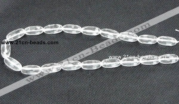 CNC66 10*20mm faceted rice grade A natural white crystal beads