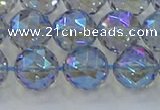 CNC660 15.5 inches 12mm faceted round plated natural white crystal beads