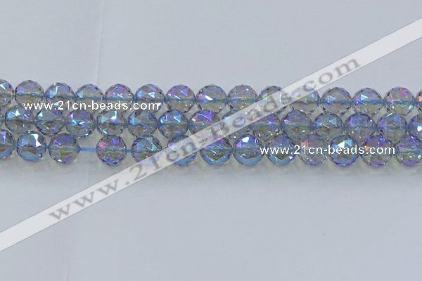 CNC660 15.5 inches 12mm faceted round plated natural white crystal beads