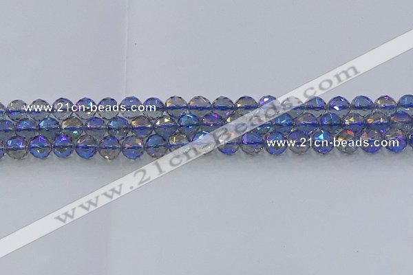 CNC664 15.5 inches 8mm faceted round plated natural white crystal beads