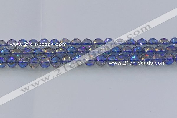 CNC665 15.5 inches 10mm faceted round plated natural white crystal beads