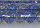 CNC666 15.5 inches 12mm faceted round plated natural white crystal beads